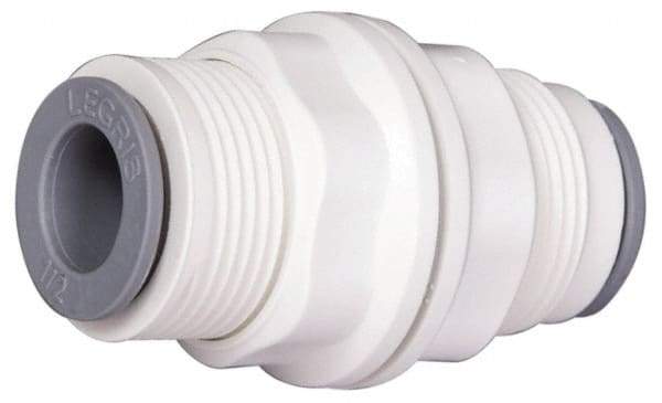 Parker - 1/4" OD, Bio-Sourced Nylon 11 Push-to-Connect Bulkhead Union - 230 Max psi, White - Makers Industrial Supply