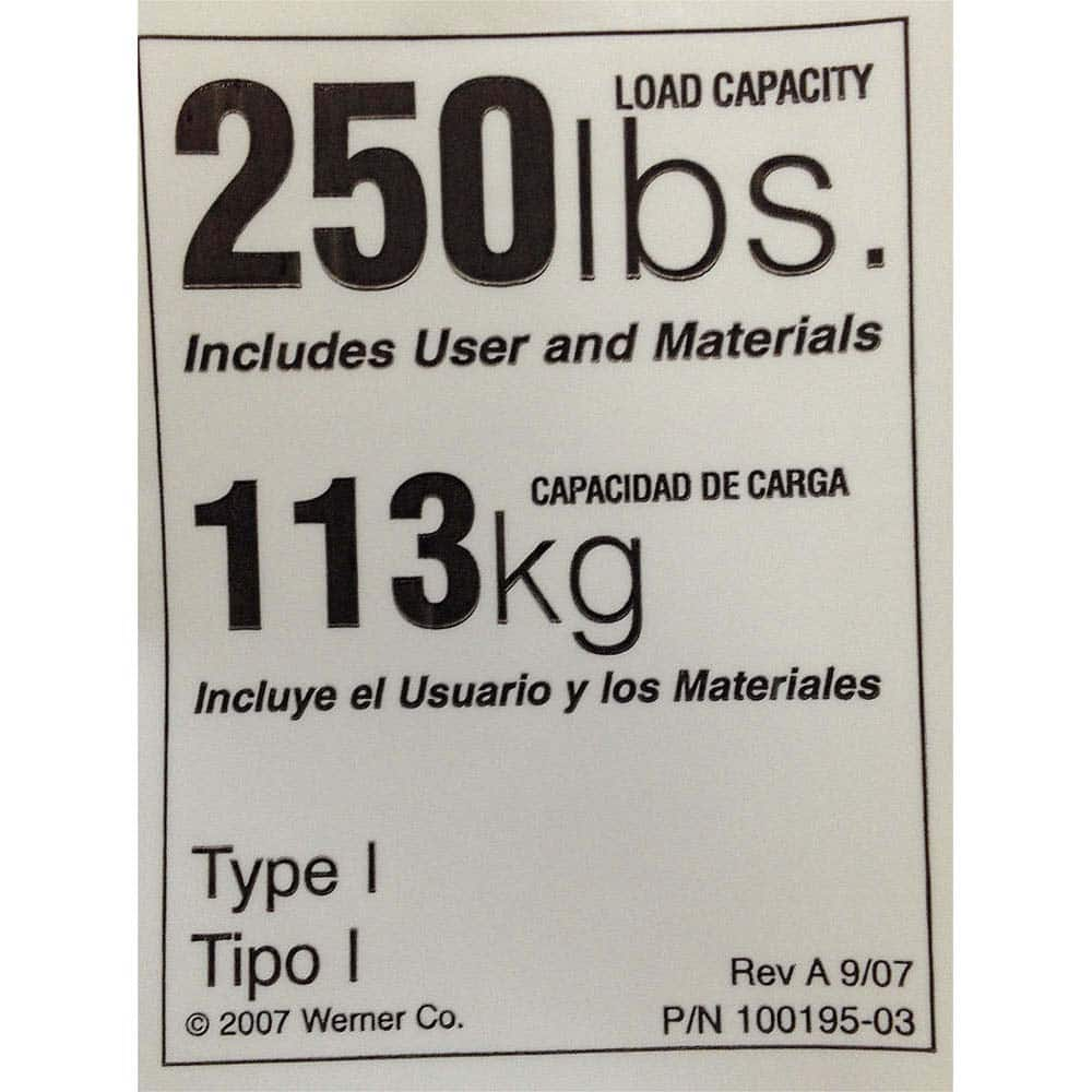 Werner - Ladder Accessories; Type: Safety Label Replacement ; For Use With: Type I Aluminum Extension Ladders ; Material: Paper - Exact Industrial Supply