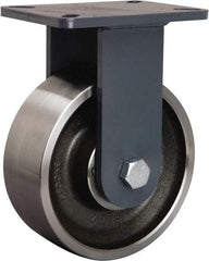 Hamilton - 8" Diam x 3" Wide x 10-1/2" OAH Top Plate Mount Rigid Caster - Forged Steel, 4,800 Lb Capacity, Tapered Roller Bearing, 5-1/4 x 7-1/4" Plate - Makers Industrial Supply