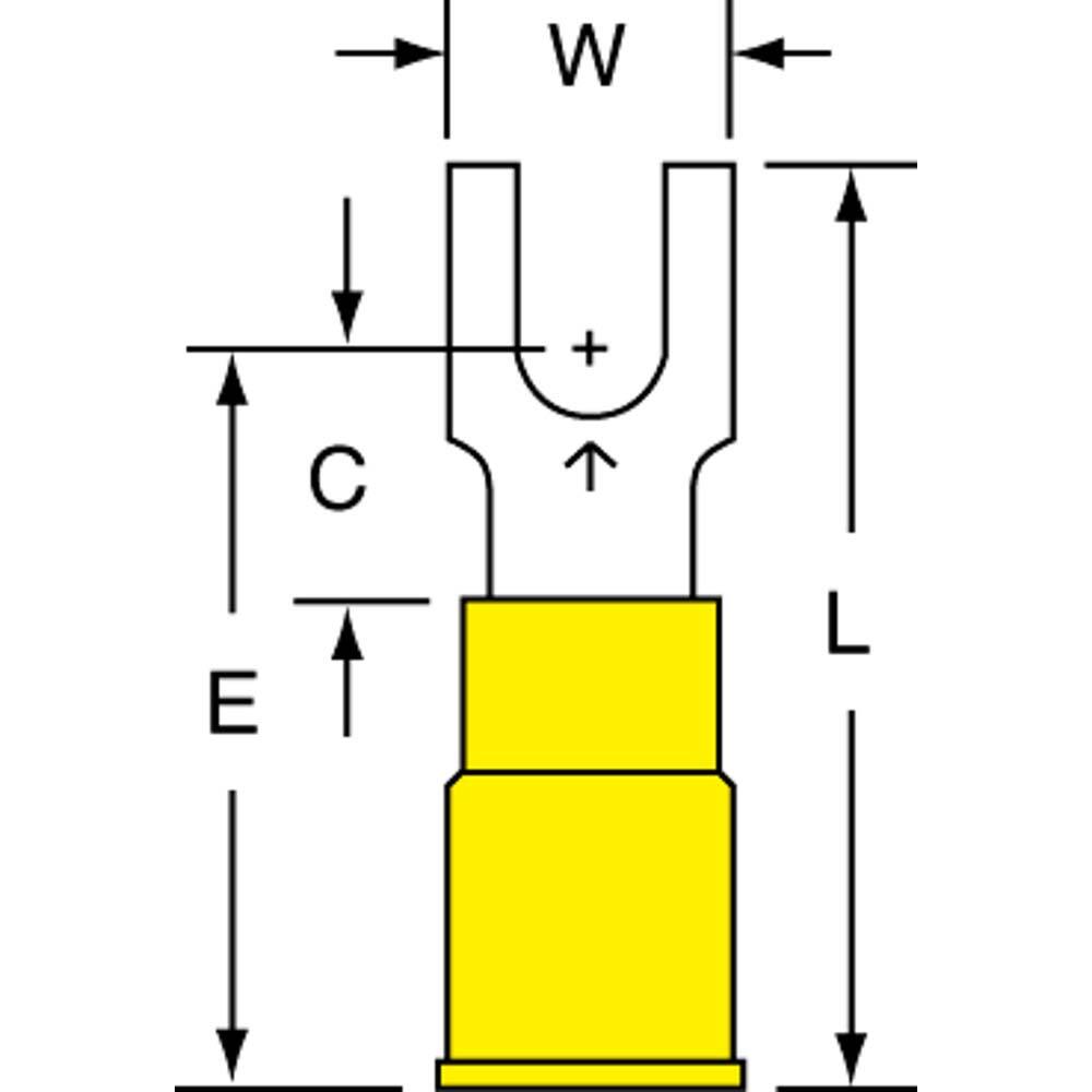 3M - #8 Stud, 12 to 10 AWG Compatible, Partially Insulated, Crimp Connection, Block Fork Terminal - Makers Industrial Supply