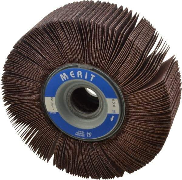 Merit Abrasives - 6" Diam, 80 Grit Aluminum Oxide Unmounted Flap Wheel - 1" Hole, 2" Wide, Coated, Medium Grade, 6,000 Max RPM , Cloth Backing - Makers Industrial Supply