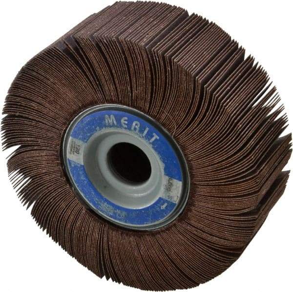 Merit Abrasives - 6" Diam, 120 Grit Aluminum Oxide Unmounted Flap Wheel - 1" Hole, 2" Wide, Coated, Fine Grade, 6,000 Max RPM , Cloth Backing - Makers Industrial Supply