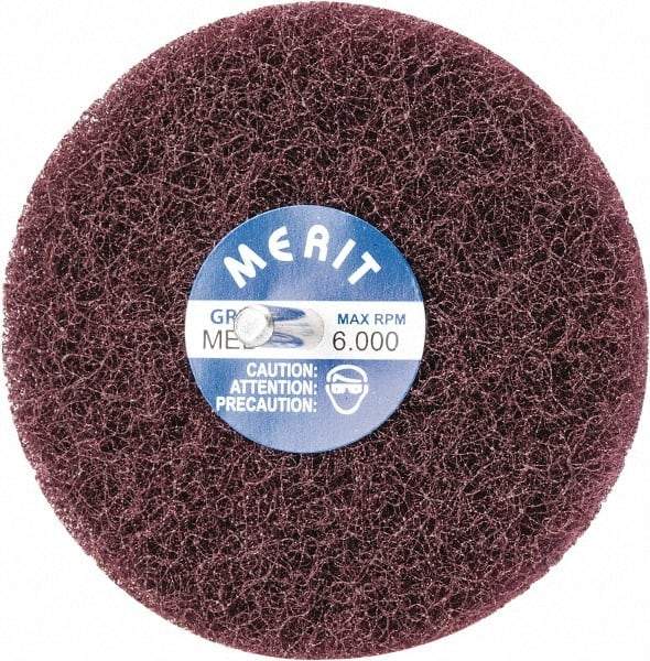 Merit Abrasives - 4" Diam, Medium Mounted Scrubber Buffing Wheel - 2 Ply, Medium Grade, 1/4" Shank Diam, 6,000 RPM - Makers Industrial Supply