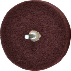 Merit Abrasives - 4" Diam, Medium Mounted Scrubber Buffing Wheel - 3 Ply, Very Fine Grade, 1/4" Shank Diam, 6,000 RPM - Makers Industrial Supply