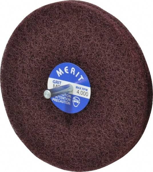 Merit Abrasives - 5" Diam, Medium Mounted Scrubber Buffing Wheel - 2 Ply, Medium Grade, 1/4" Shank Diam, 4,000 RPM - Makers Industrial Supply