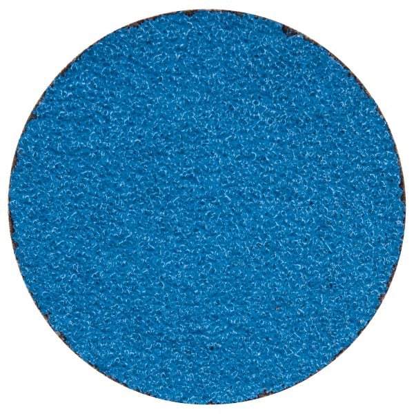 Merit Abrasives - 2" Disc Diam, 50 Grit, Zirconia Alumina Quick Change Disc - Type R Attaching System, Coated, Blue, Coarse Grade, 30,000 RPM - Makers Industrial Supply