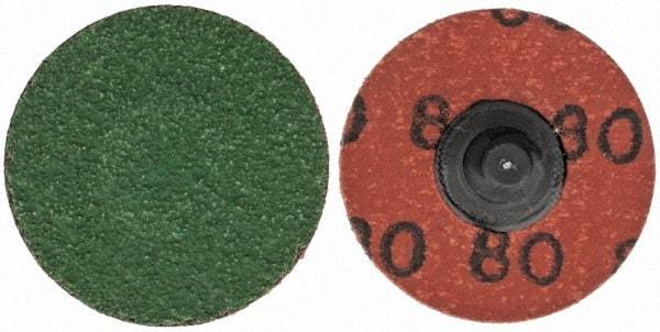 Merit Abrasives - 1-1/2" Disc Diam, 80 Grit, Zirconia Alumina Quick Change Disc - Type R Attaching System, Coated, Blue, Medium Grade, 30,000 RPM - Makers Industrial Supply