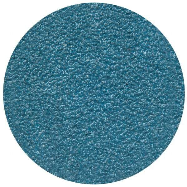 Merit Abrasives - 2" Disc Diam, 40 Grit, Zirconia Alumina Quick Change Disc - Type S Attaching System, Coated, Blue, Coarse Grade, 30,000 RPM - Makers Industrial Supply