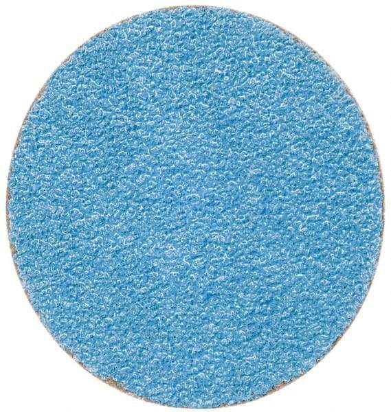 Merit Abrasives - 2" Disc Diam, 50 Grit, Zirconia Alumina Quick Change Disc - Type S Attaching System, Coated, Blue, Coarse Grade, 30,000 RPM - Makers Industrial Supply