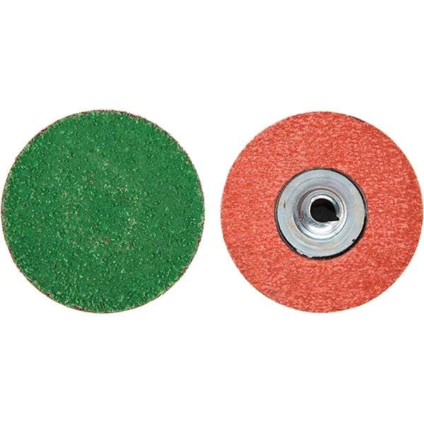 Merit Abrasives - 3" Disc Diam, 40 Grit, Zirconia Alumina Quick Change Disc - Type S Attaching System, Coated, Blue, Coarse Grade, 20,000 RPM - Makers Industrial Supply