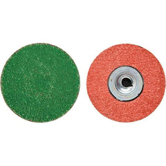 Merit Abrasives - 3" Disc Diam, 40 Grit, Zirconia Alumina Quick Change Disc - Type S Attaching System, Coated, Blue, Coarse Grade, 20,000 RPM - Makers Industrial Supply