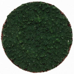 Merit Abrasives - 1" Disc Diam, 40 Grit, Zirconia Alumina Quick Change Disc - Type S Attaching System, Coated, Green, Coarse Grade, 40,000 RPM, R801 Series - Makers Industrial Supply