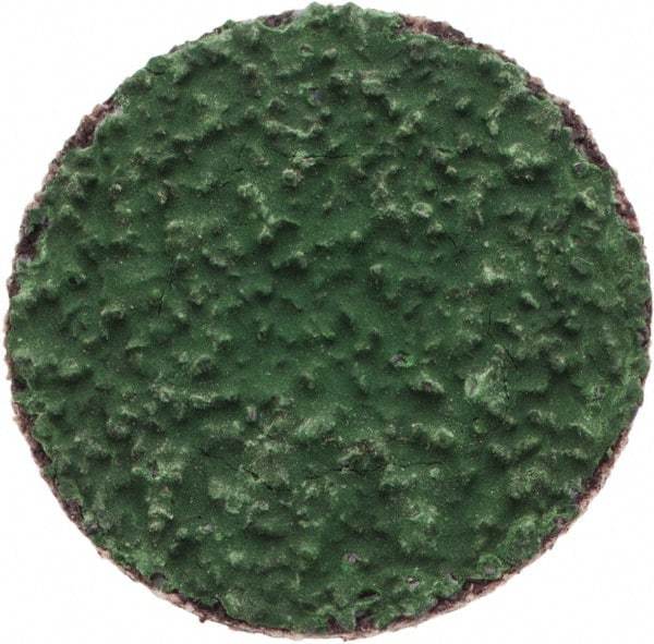 Merit Abrasives - 1" Disc Diam, 40 Grit, Zirconia Alumina Quick Change Disc - Type R Attaching System, Coated, Green, Coarse Grade, 40,000 RPM, R801 Series - Makers Industrial Supply