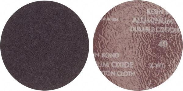 Merit Abrasives - 5" Diam, 40 Grit Aluminum Oxide Adhesive PSA Disc - Very Coarse, Black, Cloth Backing, Flexible - Makers Industrial Supply