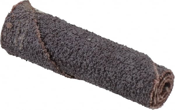 Merit Abrasives - 3/8" Max Roll Diam x 1-1/2" OAL, 60 Grit Aluminum Oxide Straight Cartridge Roll - 1/8" Pilot Hole Diam, Medium Grade - Makers Industrial Supply