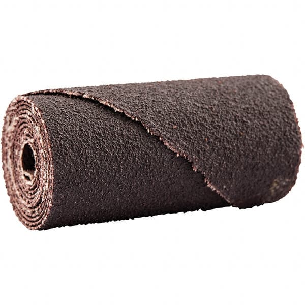 Merit Abrasives - 1" Max Roll Diam x 2" OAL, 60 Grit Aluminum Oxide Straight Cartridge Roll - 1/4" Pilot Hole Diam, Medium Grade - Makers Industrial Supply