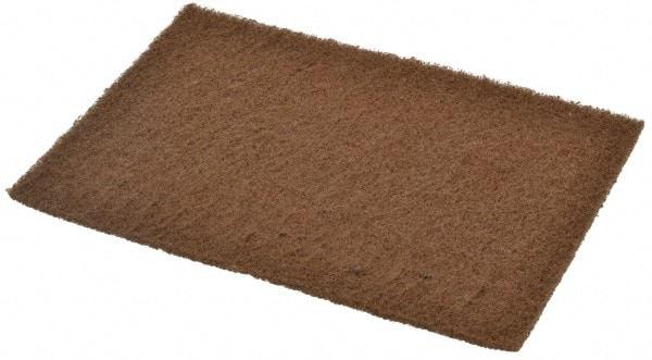 Merit Abrasives - Medium Grade, Aluminum Oxide Hand Pad - Brown, 6" Wide x 9" Long, Nonwoven - Makers Industrial Supply