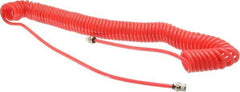 PRO-SOURCE - 0.16 ID, 1/4 Thread, 25' Long, Red Polyurethane Coiled & Self Storing Hose - 125 Max psi, Male Swivel x Male Swivel - Makers Industrial Supply