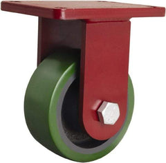 Hamilton - 6" Diam x 2-1/2" Wide x 8-1/2" OAH Top Plate Mount Rigid Caster - Polyurethane Mold onto Cast Iron Center, 1,600 Lb Capacity, Sealed Precision Ball Bearing, 5-1/2 x 7-1/2" Plate - Makers Industrial Supply