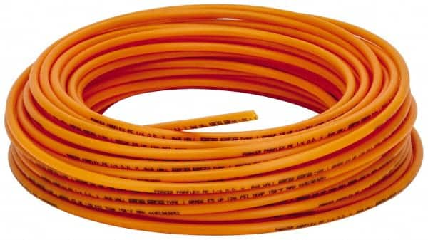 Parker - 11/64" ID x 1/4" OD, 0.04" Wall Thickness, 100' Long, Polyethylene Tube - Orange, 120 Max psi, -80 to 150°F - Makers Industrial Supply