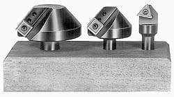 APT - 3 Countersinks, 90° Included Angle, 1/4 to 3/4" Cut Diam Smallest Tool, 1-1/4 to 2-1/2" Cut Diam Largest Tool, Square & Triangle SPGH & TPGH Inserts Indexable Countersink Set - 1/2" Shank Diam, 3/8, 1/2° Inscribed Circle, 3 Inserts - Makers Industrial Supply