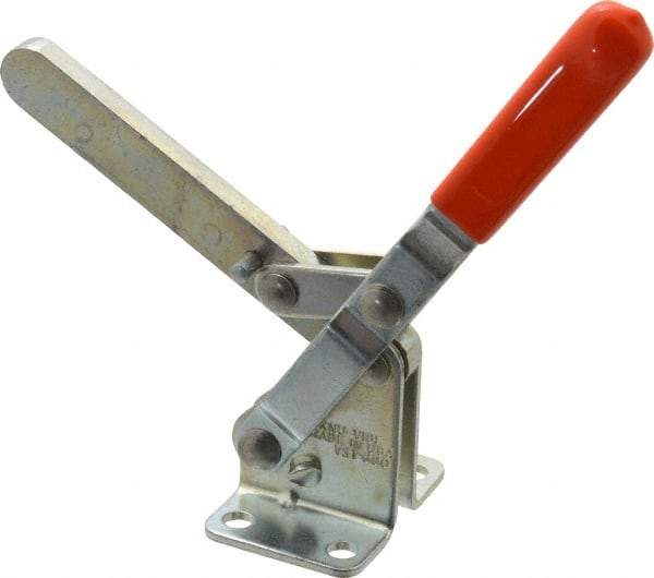 Lapeer - 700 Lb Holding Capacity, Vertical Handle, Manual Hold Down Toggle Clamp - 57° Handle Movement, 106° Bar Opening, Solid Bar, Flanged Base, Carbon Steel - Makers Industrial Supply