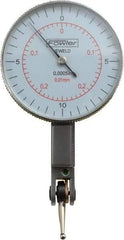 Fowler - 0.02 Inch Range, 0.0005 Inch Dial Graduation, Horizontal Dial Test Indicator - 1-1/2 Inch White Dial, 0-0.25-0; 0-10-0 Dial Reading - Makers Industrial Supply