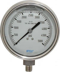 Wika - 4" Dial, 1/4 Thread, 0-5,000 Scale Range, Pressure Gauge - Lower Connection Mount, Accurate to 1% of Scale - Makers Industrial Supply