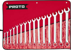 Proto - 15 Piece, 5/16 to 1-1/4", Combination Wrench Set - Inch System of Measurement, Satin Finish, Comes in Nylon Roll - Makers Industrial Supply