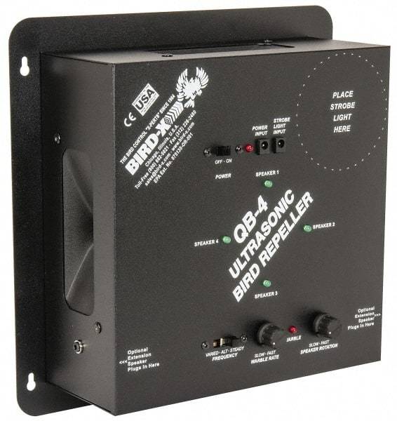 Quadblaster - 6,500 Sq Ft Coverage Electronic Animal Repellent - AC Adapter, Targets Birds - Makers Industrial Supply