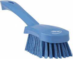 Vikan - 1.3" Bristle Length, Polyester Scrub Brush - 4-1/4" Long x 2-3/4" Wide Head, 10" OAL, Blue, Polypropylene Block - Makers Industrial Supply