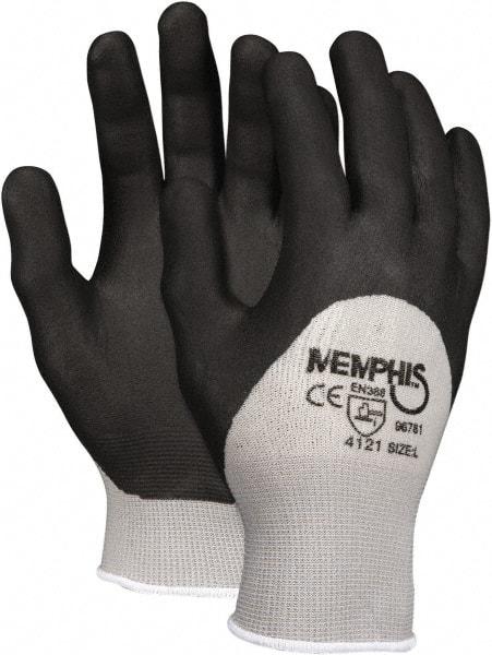 MCR Safety - Size M, ANSI Puncture Lvl 0, Abrasion Lvl 0, Cut Resistant Gloves - Palm, Fingers & Knuckles Coated, Gray/Black - Makers Industrial Supply