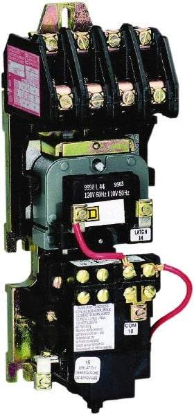 Square D - No Enclosure, 2 Pole, Mechanically Held Lighting Contactor - 20 A (Tungsten), 30 A (Fluorescent), 110 VAC at 50 Hz, 120 VAC at 60 Hz, 2NO Contact Configuration - Makers Industrial Supply