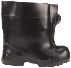 Winter Walking - Men's 12-13.5 Traction Overshoes - 10" High, Plain Toe, Nonslip Sole, PVC Upper, Black - Makers Industrial Supply