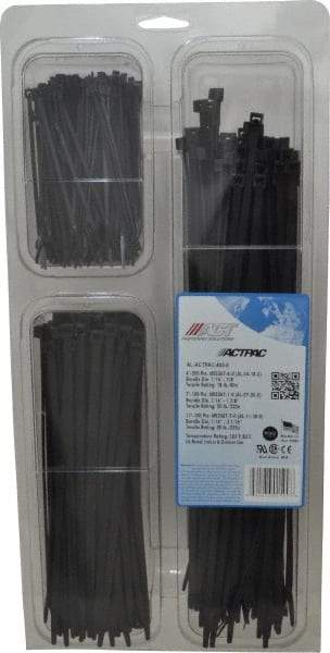 Made in USA - 4 to 11 Inch Range, Black Cable Ties - 7/8, 1-7/8 and 3-1/16 Inch Bundle Diameter, 18 and 50 Lb. Strength, Nylon - Makers Industrial Supply