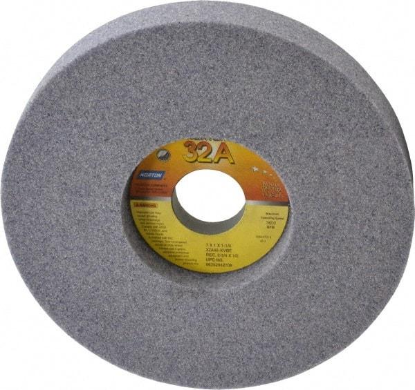 Norton - 7" Diam x 1-1/4" Hole x 1" Thick, K Hardness, 46 Grit Surface Grinding Wheel - Aluminum Oxide, Type 5, Coarse Grade, 3,600 Max RPM, Vitrified Bond, One-Side Recess - Makers Industrial Supply