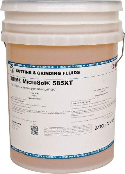 Master Fluid Solutions - Trim MicroSol 585XT, 5 Gal Pail Cutting & Grinding Fluid - Semisynthetic, For Machining - Makers Industrial Supply