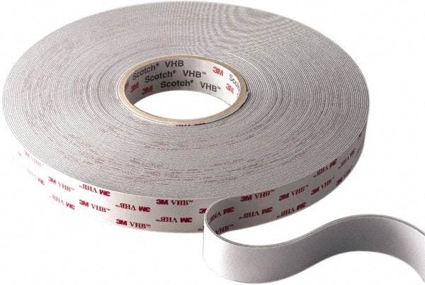 3M - 3/4" x 36 Yd Acrylic Adhesive Double Sided Tape - 45 mil Thick, White, Acrylic Foam Liner, Continuous Roll, Series 4945 - Makers Industrial Supply