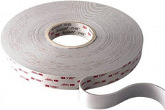 3M - 1/2" x 36 Yd Acrylic Adhesive Double Sided Tape - 45 mil Thick, White, Acrylic Foam Liner, Continuous Roll, Series 4945 - Makers Industrial Supply