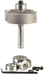 Amana Tool - 1-3/8" Cut Diam, 1/2" Length of Cut, 2 Flute Profiling Edge Profile Router Bit - Carbide-Tipped, 1/4" Shank Diam, 2" OAL, Uncoated - Makers Industrial Supply