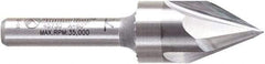 Amana Tool - 9/16" Cut Diam, 1/2" Length of Cut, 3 Flute V-Groove Edge Profile Router Bit - Solid Carbide, 1/4" Shank Diam, 2-1/4" OAL, Uncoated - Makers Industrial Supply