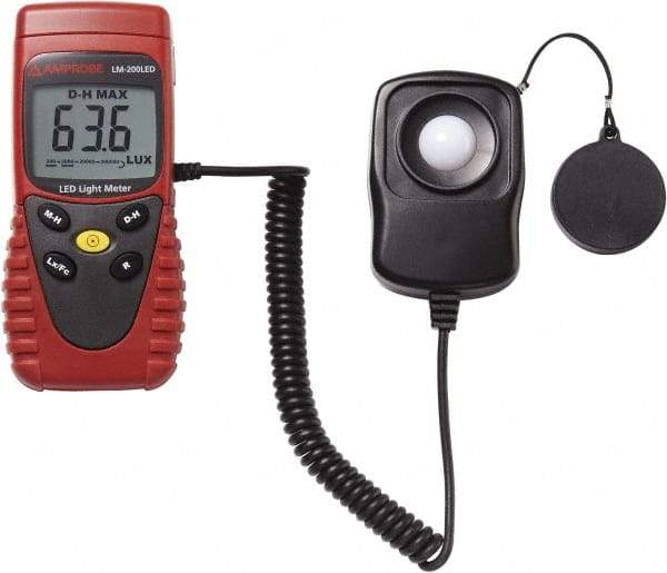 Amprobe - 9 Volt Battery, 40 to 40,000 FC, LCD Display, Silicone Photodiode Light Meter - 3 Accuracy, Compatible with All Visible Light Lighting, Built In Memory - Makers Industrial Supply