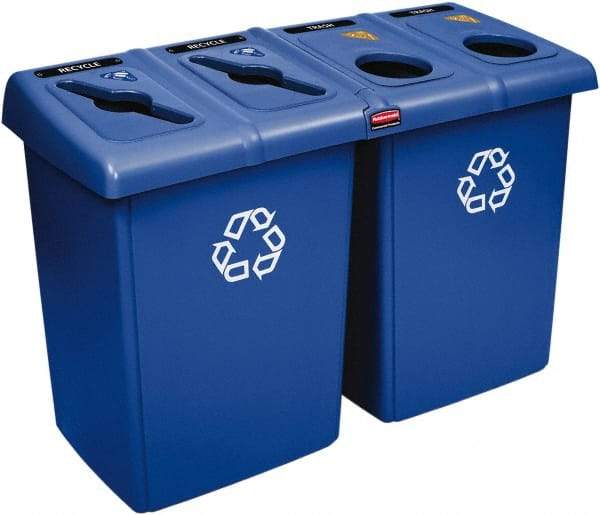 Rubbermaid - 92 Gal Blue Square Recycling Container - Plastic, 35" High x 53" Long x 24" Wide - Makers Industrial Supply