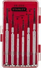 Stanley - 6 Piece Phillips & Slotted Screwdriver Set - Steel Handle, Bit Sizes: Philips #0 to #1 - Makers Industrial Supply