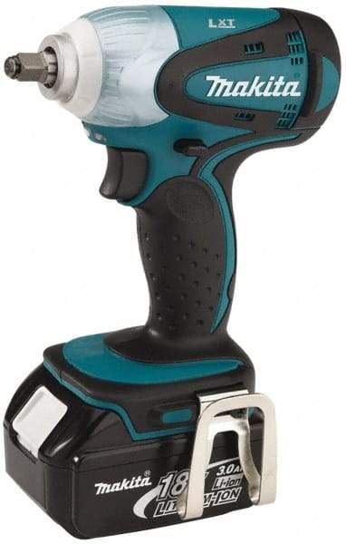 Makita - 3/8" Drive 18 Volt Pistol Grip Cordless Impact Wrench & Ratchet - 2,100 RPM, 155 Ft/Lb Torque, 2 Lithium-Ion Batteries Included - Makers Industrial Supply