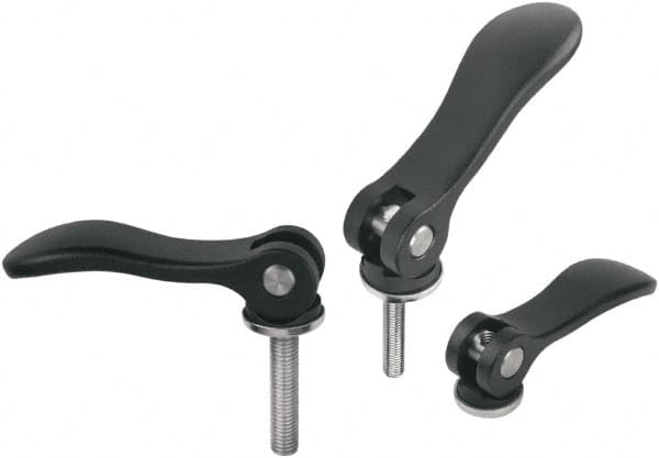 KIPP - M4, Aluminum Threaded Stud Adjustable Clamping Handle - 41.7mm OAL, 13mm High - Makers Industrial Supply