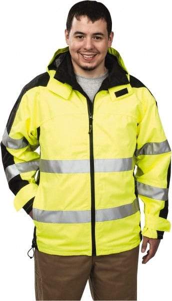 OccuNomix - Size M, Yellow, Rain Jacket - 37-39" Chest, 3 Pockets, Detachable Hood - Makers Industrial Supply