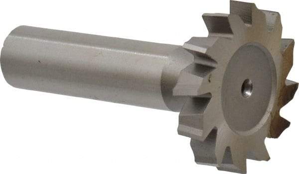 Made in USA - 1-1/4" Diam x 7/32" Face Width, High Speed Steel, 12 Teeth, Shank Connection Woodruff Keyseat Cutter - Uncoated, 2-7/32" OAL x 1/2" Shank, Staggered Teeth, ANSI 710, Old Standard 20 - Makers Industrial Supply