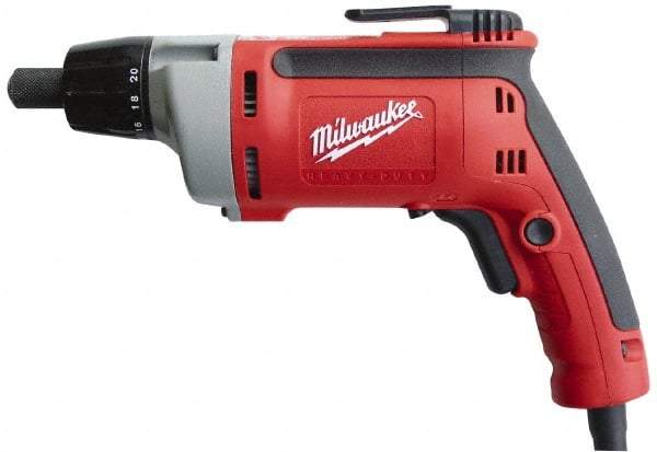 Milwaukee Tool - Pistol Grip Handle, 2,500 RPM, 10 to 140 In/Lb Torque, Electric Screwdriver - 1/4" Bit Holder, 120 Volts, 6.5 Amps - Makers Industrial Supply