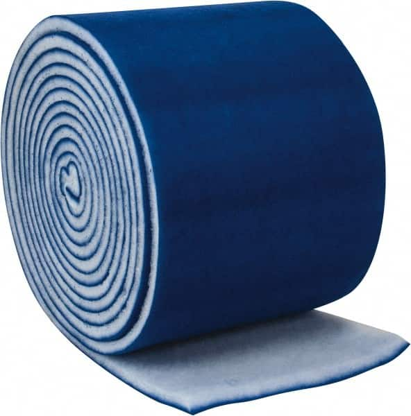 Made in USA - 60' Long x 25" Wide x 2" Thick Polyester Media Air Filter Media Roll - MERV 8, 89% Arrestance Efficiency, 500 FPM Max Air Flow, 0.21" wpg Init Resist, 1" wpg Final Resist, 30 to 35% Particle Capture Efficiency, Use with Any Unit - Makers Industrial Supply